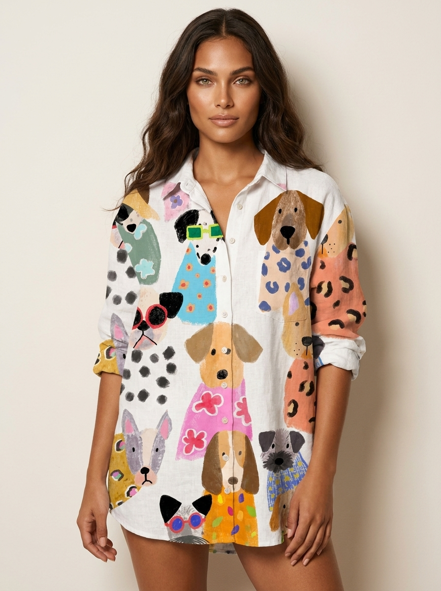 Exclusive women's blouse with dog print - Mila