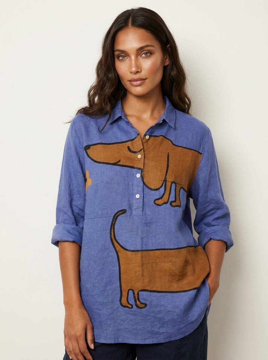 Exclusive women's blouse with dog print - Mila