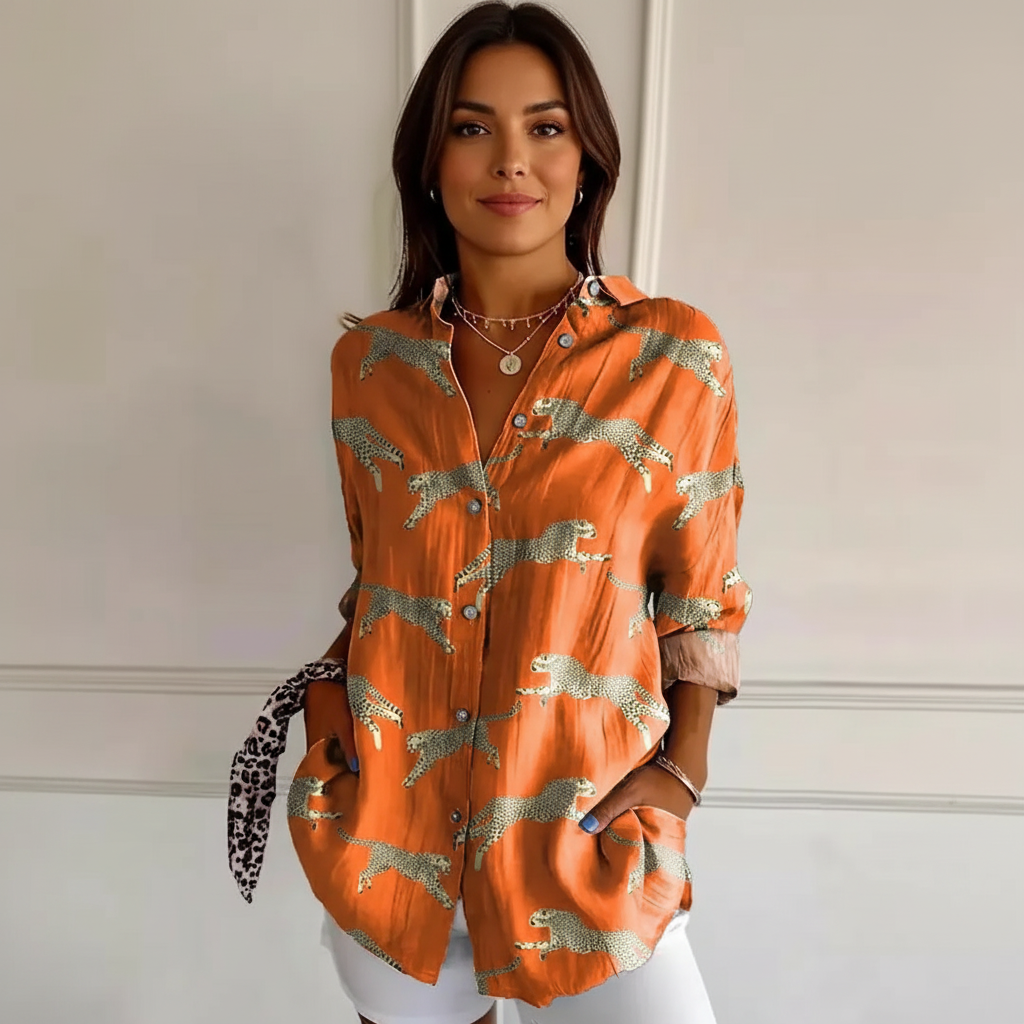 Exotic-print women's blouse – Mirella
