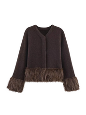 Faux fur trim jacket dames – Margot