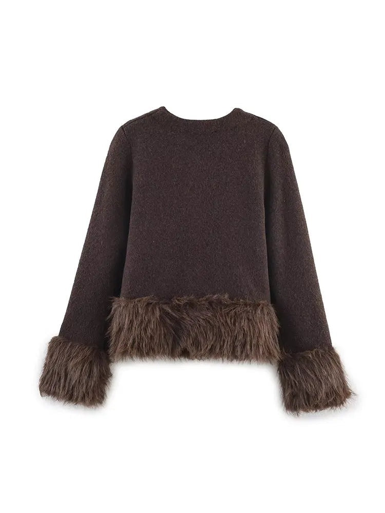 Faux fur trim jacket dames – Margot