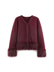 Faux fur trim jacket dames – Margot