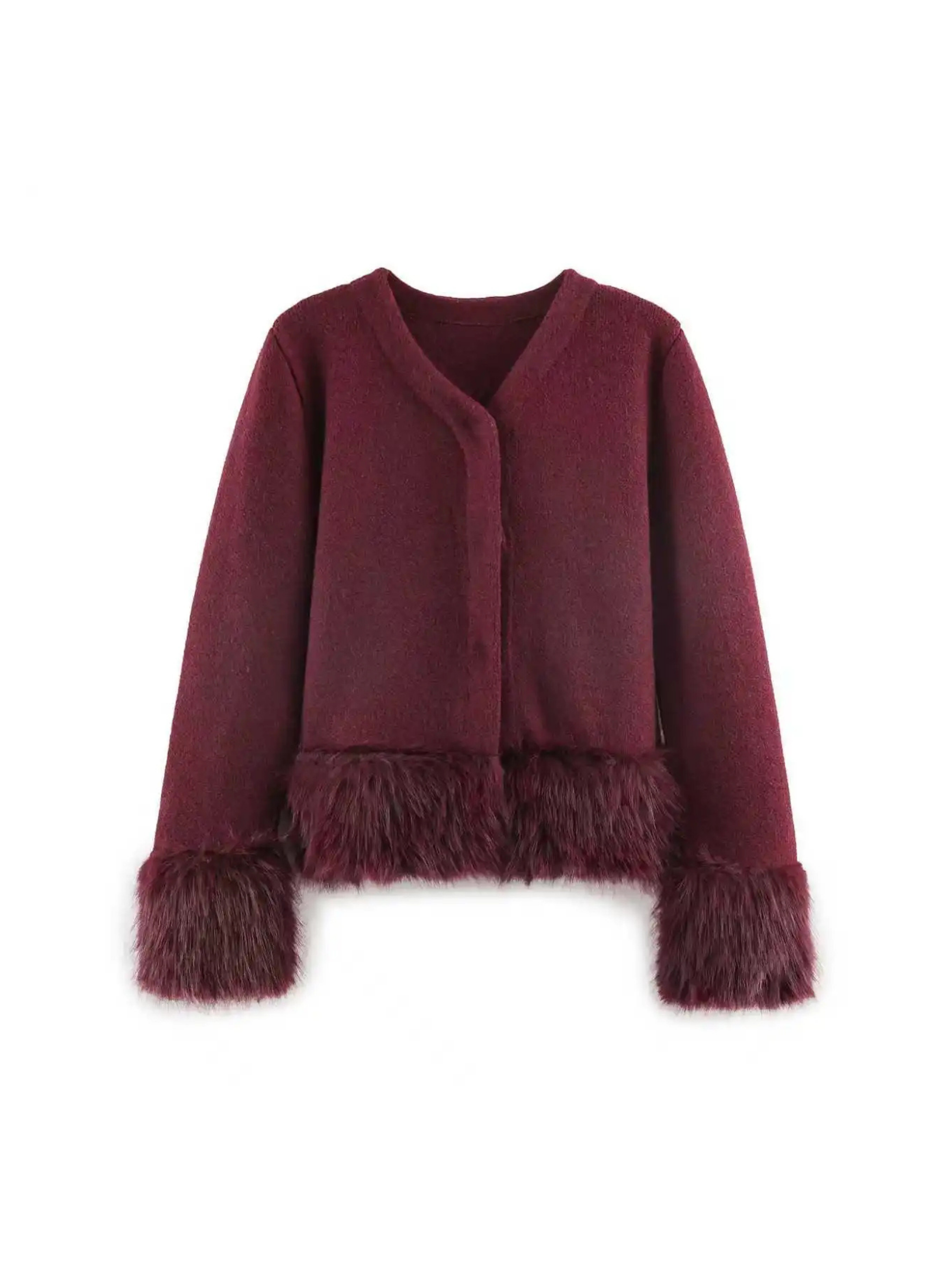 Faux fur trim jacket dames – Margot