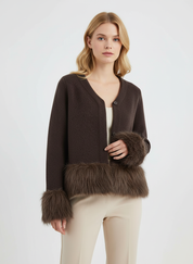 Faux fur trim jacket dames – Margot