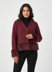 Faux fur trim jacket dames – Margot