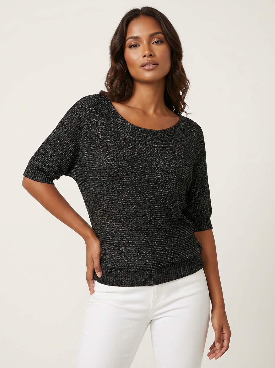 Fijngebreide dames trui met vleermuismouwen en boothals – Marilou