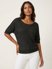 Fijngebreide dames trui met vleermuismouwen en boothals – Marilou