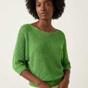 Fijngebreide dames trui met vleermuismouwen en boothals – Marilou