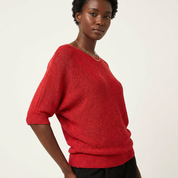 Fijngebreide dames trui met vleermuismouwen en boothals – Marilou