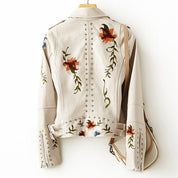 Floral geborduurde biker jas dames – Helena