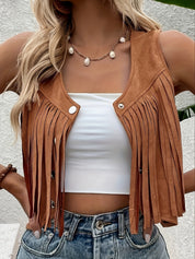 Fringe bohemian dames gilet – Elara