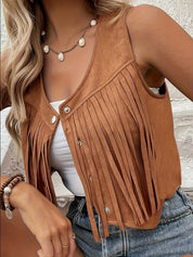 Fringe bohemian dames gilet – Elara