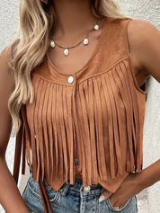 Fringe bohemian dames gilet – Elara