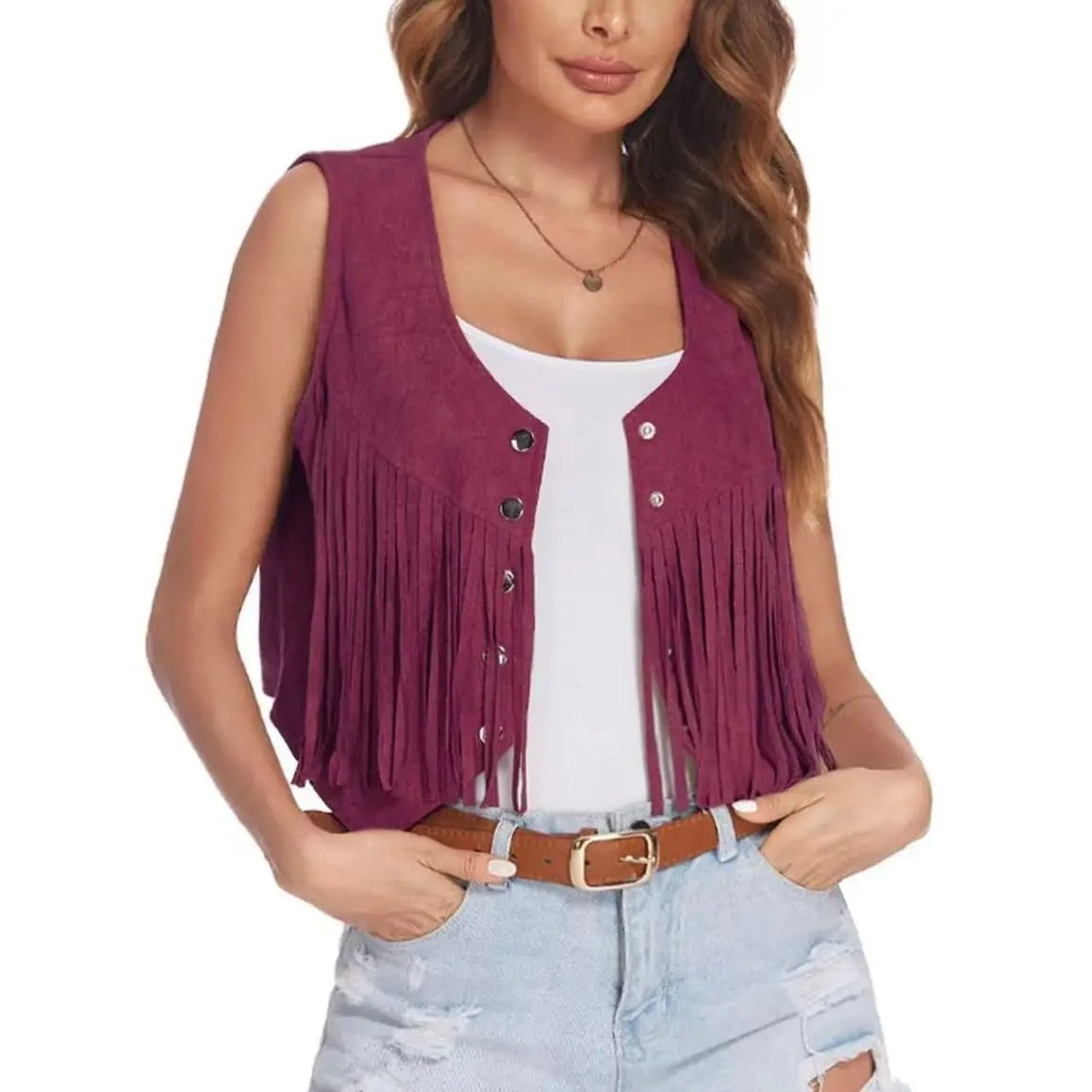 Fringe bohemian dames gilet – Elara