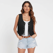 Fringe bohemian dames gilet – Elara