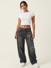 Geborduurde Wide Leg Jeans - Nova