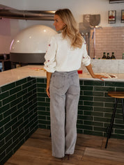 Geborduurde blouse met ruches - Fleur