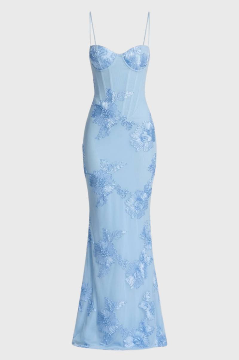 Geborduurde bustier maxi jurk - Aurora