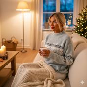 Gebreide Noorse damestrui met patroon en zachte structuur