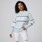 Gebreide Noorse damestrui met patroon en zachte structuur