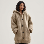 Gebreide Dames Hooded Cardigan Met Knopen