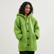 Gebreide Dames Hooded Cardigan Met Knopen