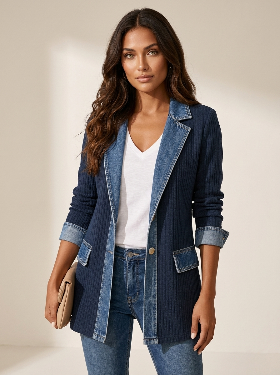 Gebreide blazer met denim look - Mila