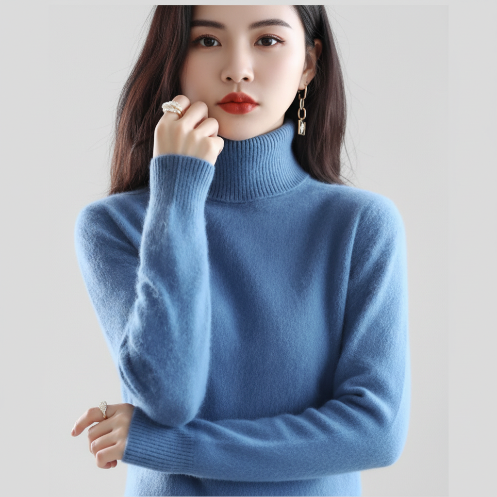 Gebreide damestrui met hoge hals