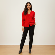 Gebreide cardigan met hartknopen en V-hals – Juliette