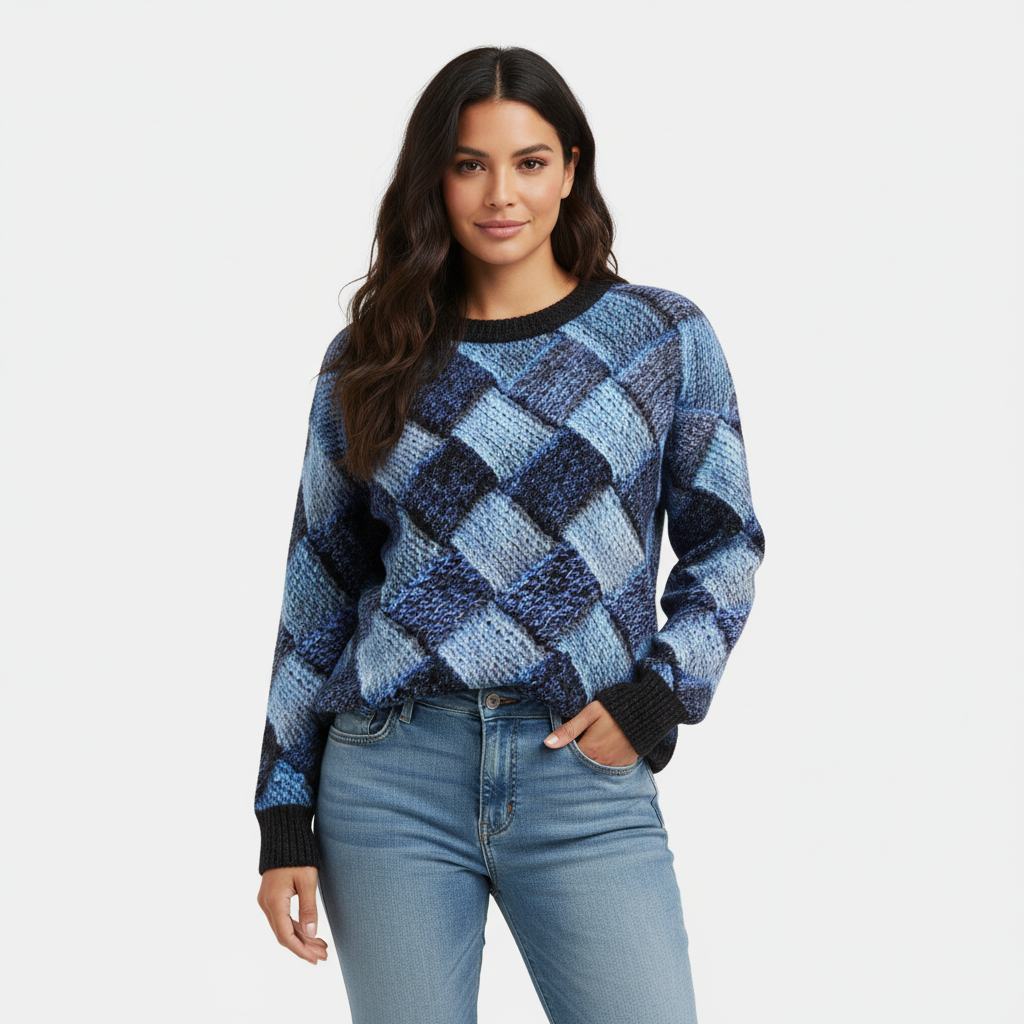 Gebreide damestrui met ruitpatroon – Maribel