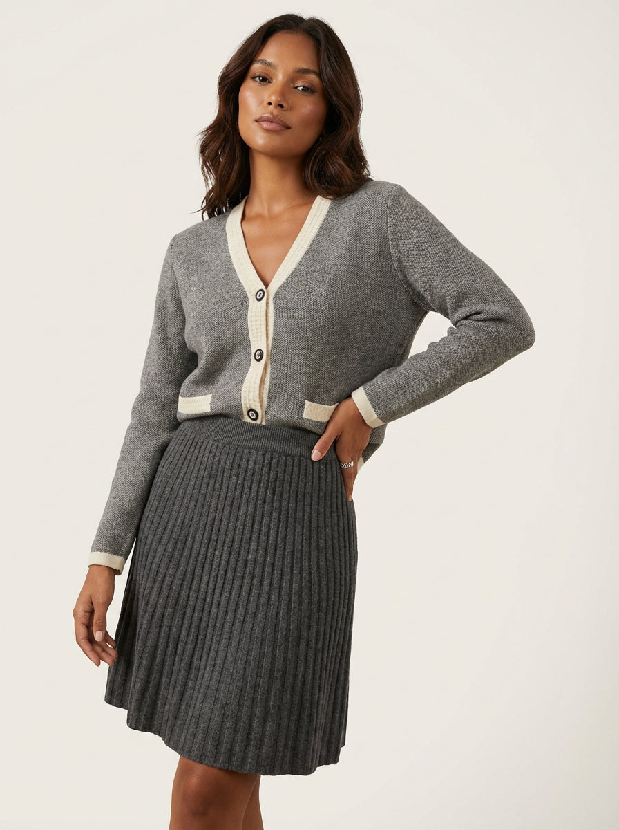 Gebreide midi rok met plissé – Améliane