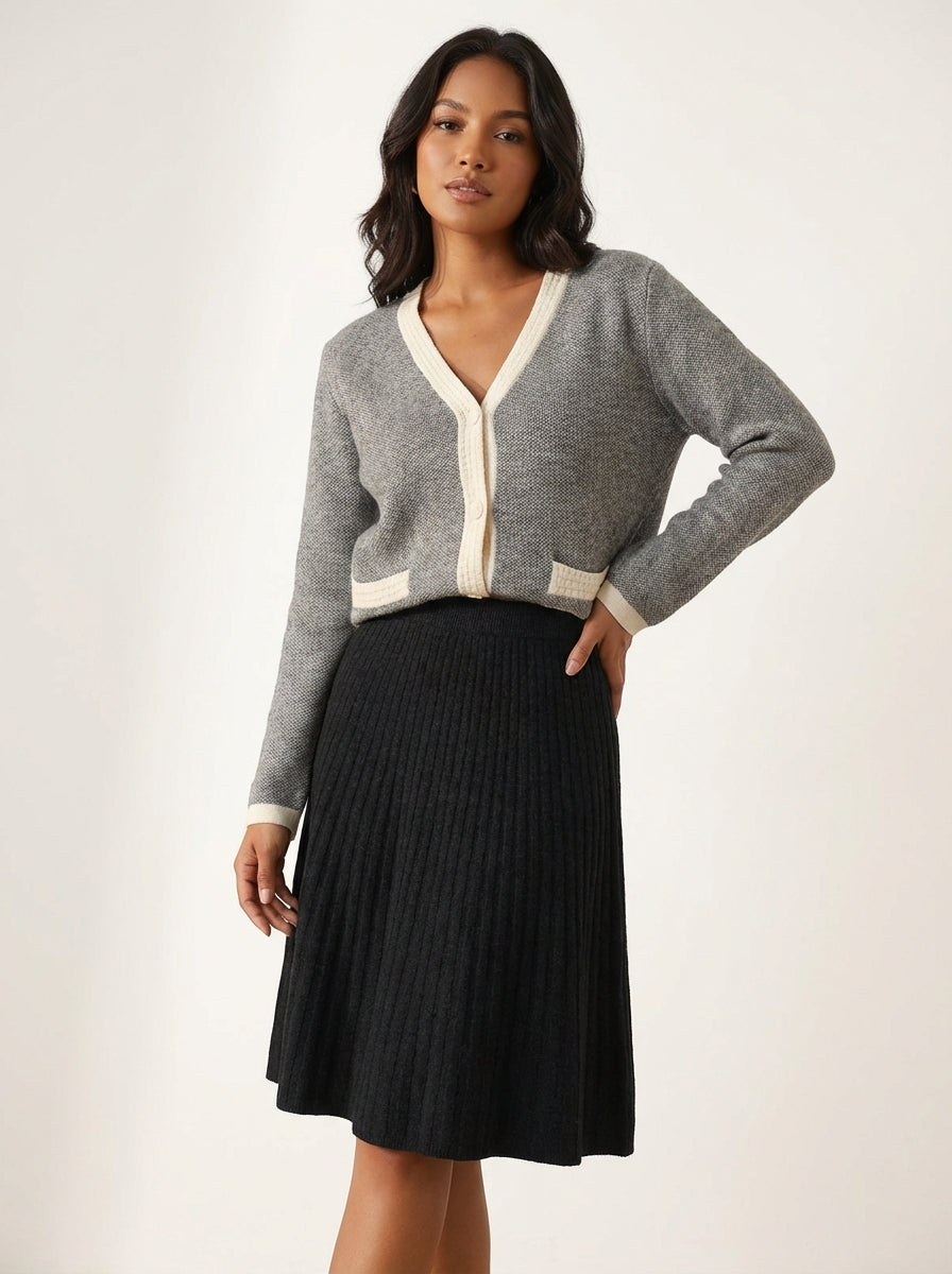 Gebreide midi rok met plissé – Améliane