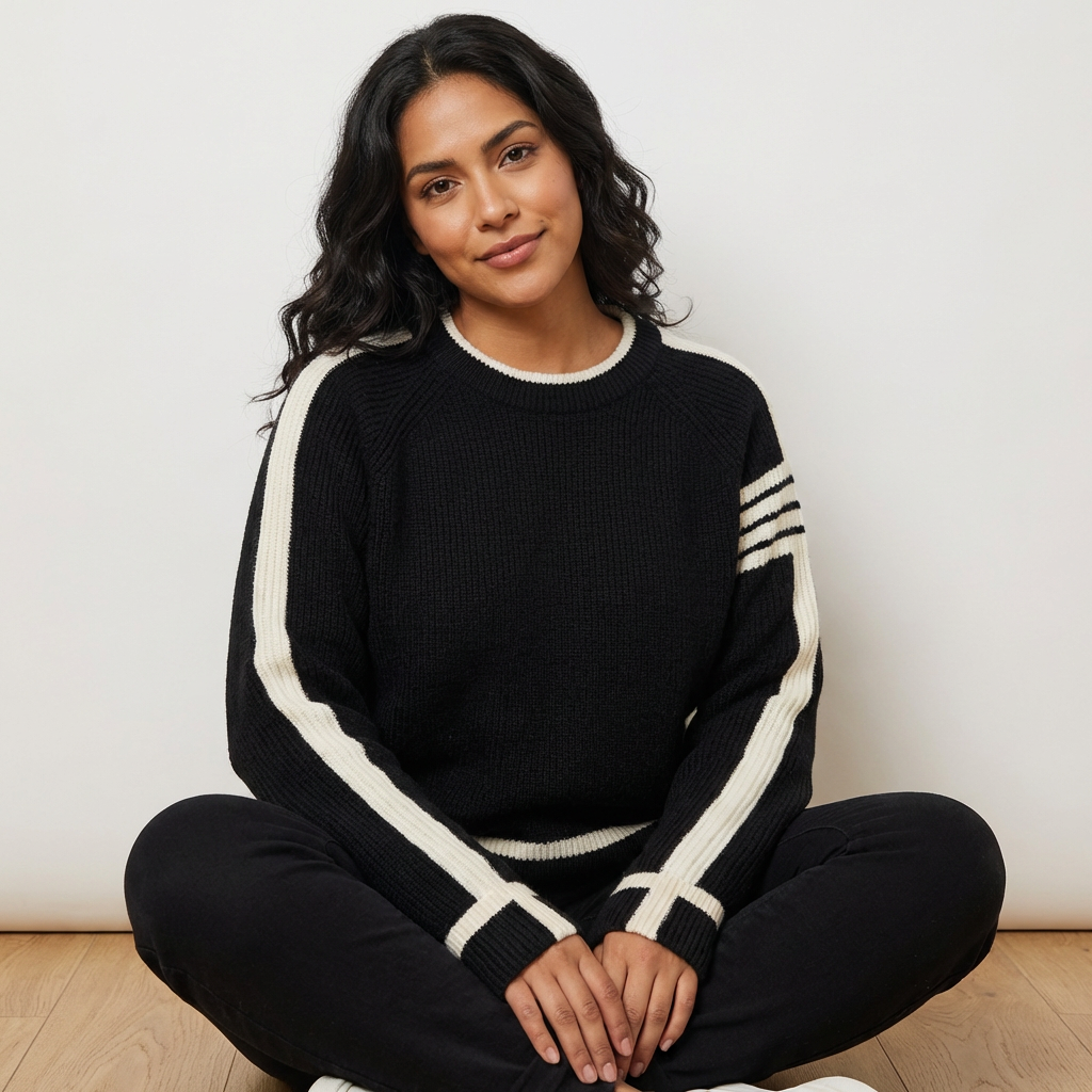 Gebreide trui met contrasterende strepen – Noélie