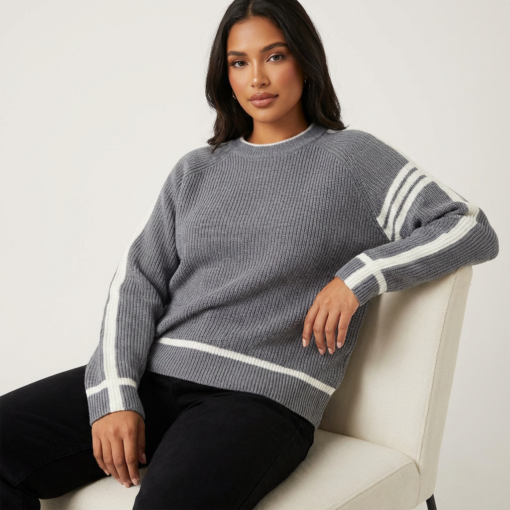 Gebreide trui met contrasterende strepen – Noélie