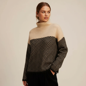 Gebreide trui met patroon en hoge kraag voor dames – Hanna