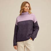 Gebreide trui met patroon en hoge kraag voor dames – Hanna