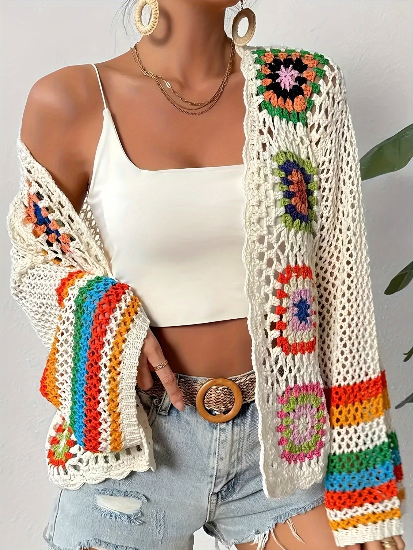 Gehaakt dames vest met kleurrijke details – Eden