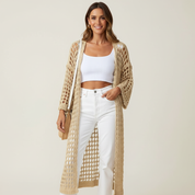 Gehaakt dames vest met open structuur – Elara