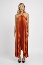 Geplisseerde halter maxi jurk - Serena