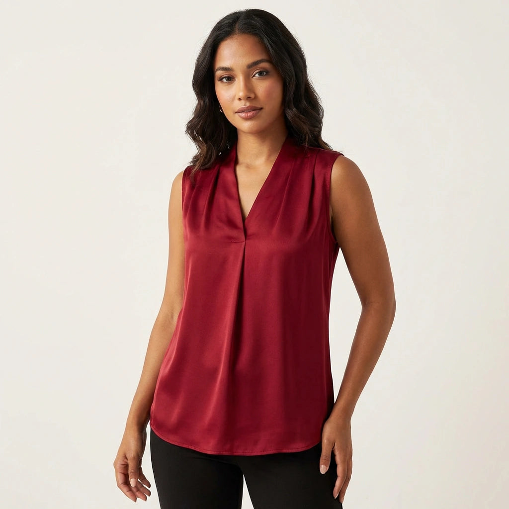Pleated V-neck blouse – Lieve