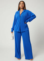 Geplooide dames lounge set met blouse en broek – Amélie