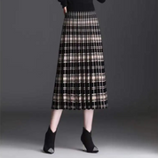 Geplooide midi rok met ruitpatroon – Elara