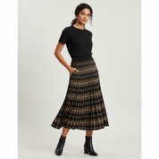 Geplooide midi rok met ruitpatroon – Elara