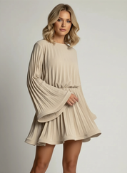 Geplooide mini jurk met flare mouwen – Margaux
