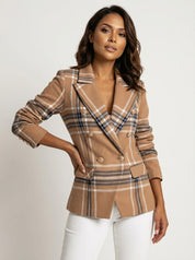 Geprinte dames blazer met dubbele knopen en moderne pasvorm – Isabelle