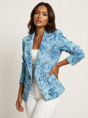 Geprinte dames blazer met dubbele knopen en moderne pasvorm – Isabelle