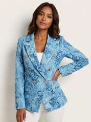 Geprinte dames blazer met dubbele knopen en moderne pasvorm – Isabelle