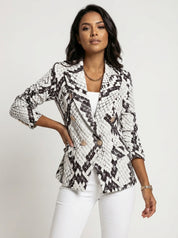 Geprinte dames blazer met dubbele knopen en moderne pasvorm – Isabelle