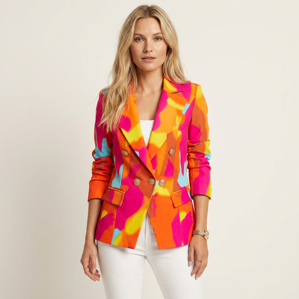 Geprinte dames blazer met dubbele knopen en moderne pasvorm – Isabelle