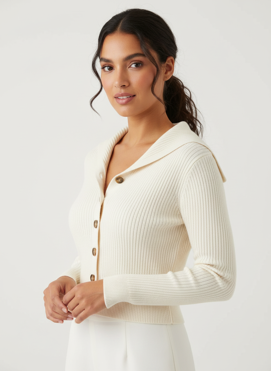 Geribd cropped vest met knopen – Melina